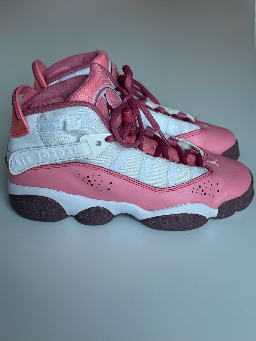 Jordan Kids Pink and White Mid-Top Sneakers